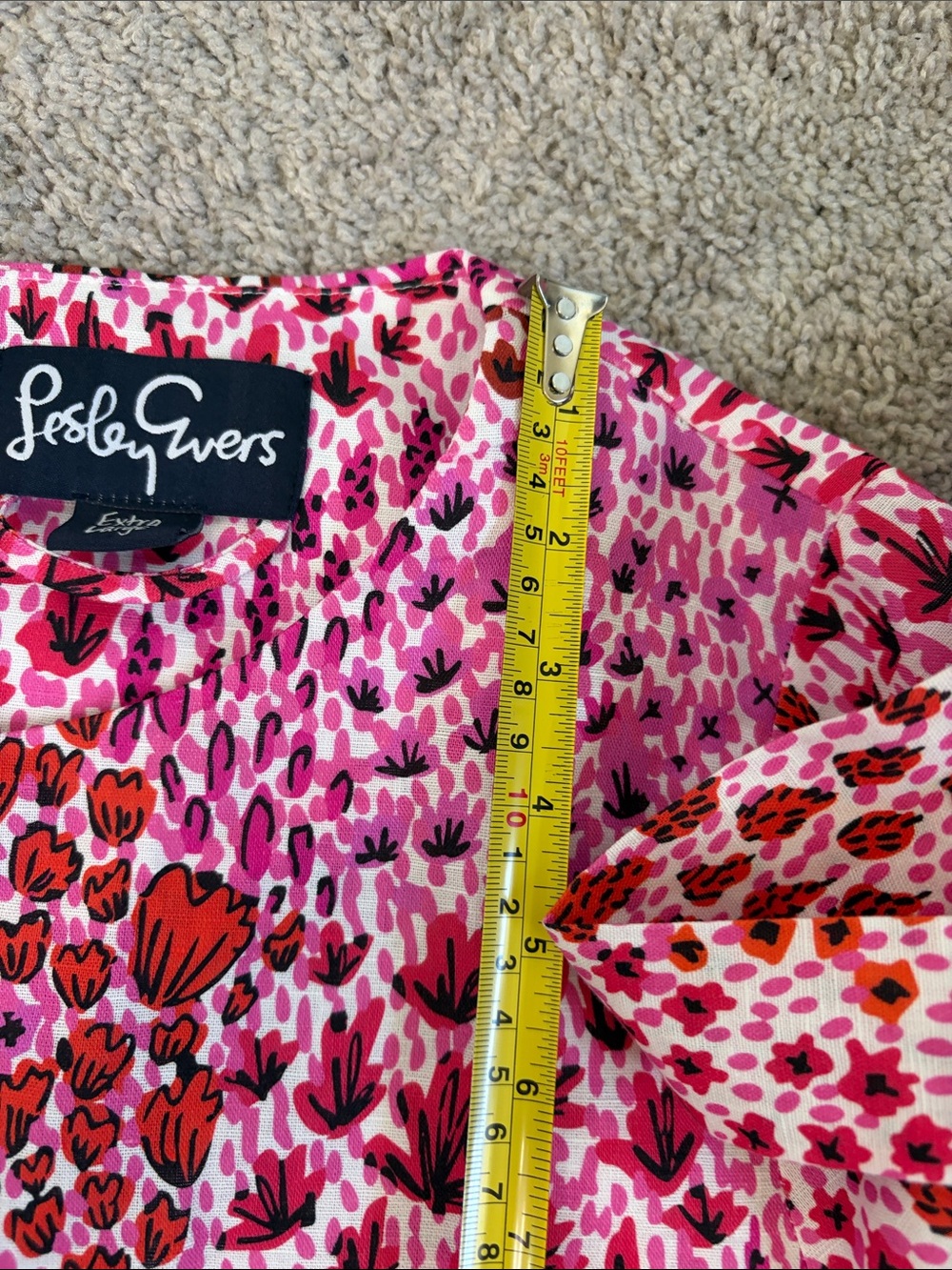 Lesley Evers Rachel Midi Shift Dress May Flowers Pink Floral Linen Tie-Waist XL - Picture 5 of 9